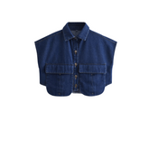 Double Pockets Cropped Denim Vest