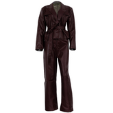 Vintage Burgundy Faux Leather Tie Waist Jacket + Pants Set