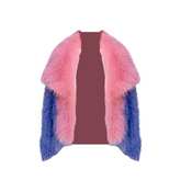 Contrast Lapel Faux Fur Coat