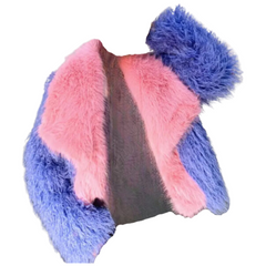 Contrast Lapel Faux Fur Coat