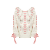 Lacey Ribbon Hollow Knitted Sweater
