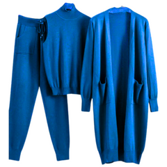 Three-Piece Wool Blend Loungewear Set