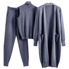 Three-Piece Wool Blend Loungewear Set