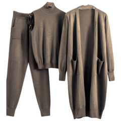 Three-Piece Wool Blend Loungewear Set