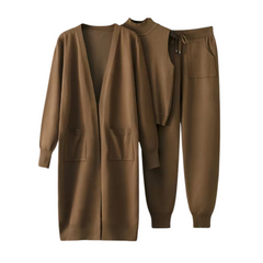 Three-Piece Wool Blend Loungewear Set