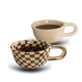 Retro Checkerboard Ceramic Mug