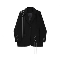 Solid Loose Chain Oversized Jacket