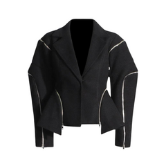 Zipper Splicing Deconstructed Irregular Suit Jacket