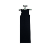 Elegant Halter Black Evening Dress with Diamond Embellishment