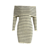 Off Shoulder Striped Knit Dress