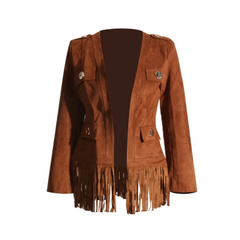 Solid Tassel Belted Jacket