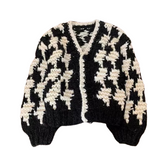 V-Neck Color Block Knit Cardigan