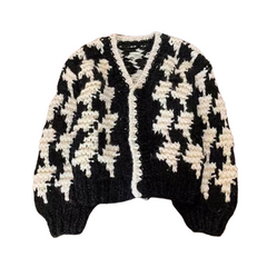 V-Neck Color Block Knit Cardigan