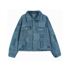 Pre Order: Bohemian Plaid Longsleeve Denim Button Up Jacket