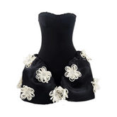 Elegant Strapless Flower Bud Dress
