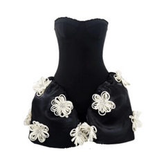 Elegant Strapless Flower Bud Dress