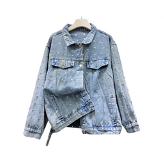 Metal Nail Bead Denim Jacket