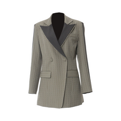 Stripe Waist Cinching Blazer