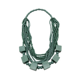 Geometric Multi-Layer Wooden Bead Necklace