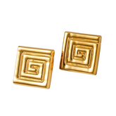 Stainless Steel Patterned Large Earrings