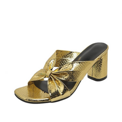Serpentine Cross Strap Chunky Heel Sandals