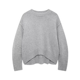 Gray Pleated Long Sleeve Knitted Sweater