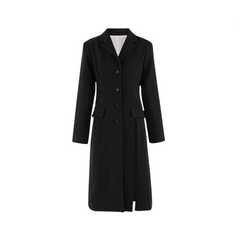 Solid Single Breasted Waist Closure Slim Long Suit Jacket