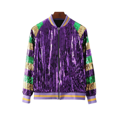 Purple Sequin Baseball Jacket