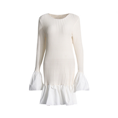 Round Neck Flared Sleeve Pleated Dress