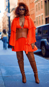 Pre Order: Bright Orange Pleated Dress - @phenomenalkat