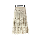 Retro Lace Crochet A-Line Midi Skirt