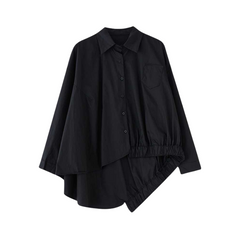 Pre Order: Black Loose Asymmetric Oversized Shirt