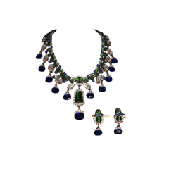 Pre Order: Blue Rhinestone Necklace and Earrings Set