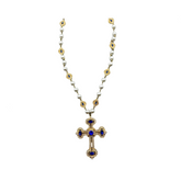 Retro Diamond Inlaid Cross Pendant Pearl Necklace