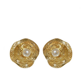 Silver Needle Flower Pearl Earrings