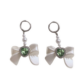 White Bow Hoop Earrings