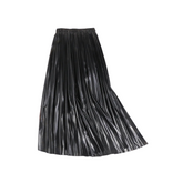 Solid Pleated Midi Skirt