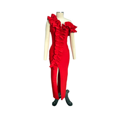 Ruffled High Slit Maxi Dress