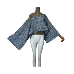 Denim Off Shoulder Crop Top - WINI