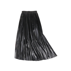 Solid Pleated Midi Skirt