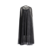 Diamond Mesh Cloak + Black Satin Dress Set