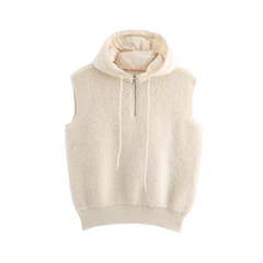 Thick Casual Half Zipper Hooded Knitted Vest