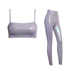 Shiny Yoga Push Up Bra + High Waist Stretch Pants Set