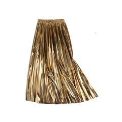Solid Pleated Midi Skirt