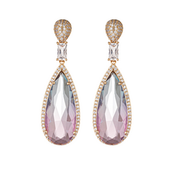Gradient Purple Zircon Water Drop Earrings