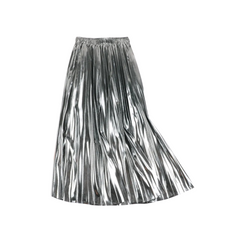 Solid Pleated Midi Skirt