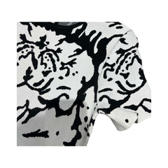 White Jacquard Knitted Dress