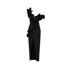 Ruffled High Slit Maxi Dress