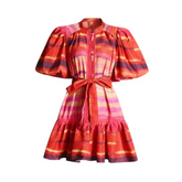 Watercolor Orange Puff Mini Dress