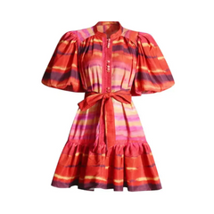 Watercolor Orange Puff Mini Dress